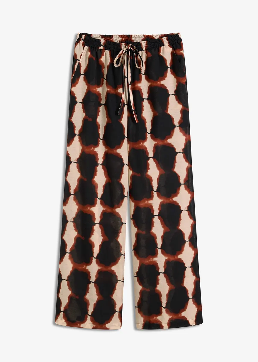 weite Hose mit Batik-Print