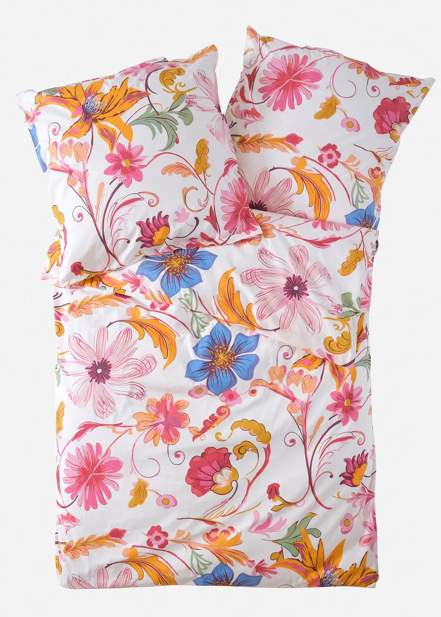 Perkal Bettwäsche mit floralem Motiv