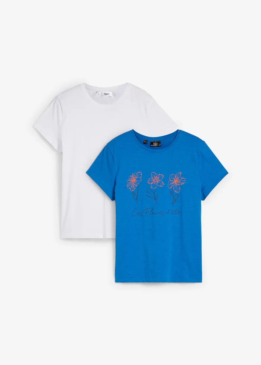 Basic T-Shirt mit Druck (2er Pack)