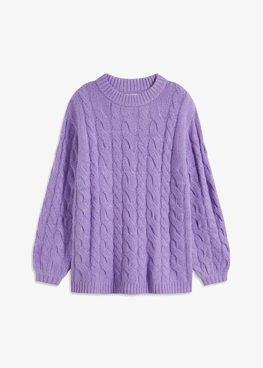 Oversize-Pullover mit Zopfmuster