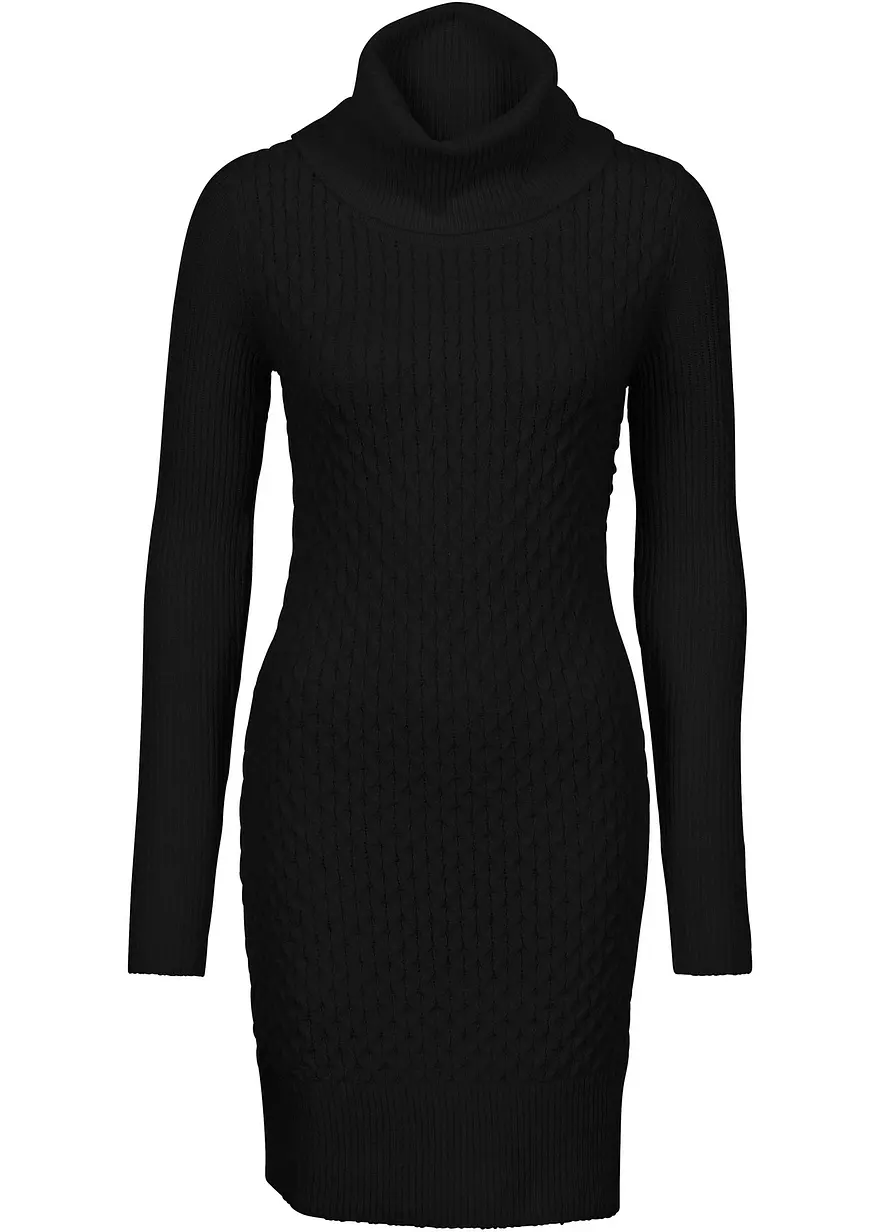 Figurbetontes Strickkleid mit Rollkragen