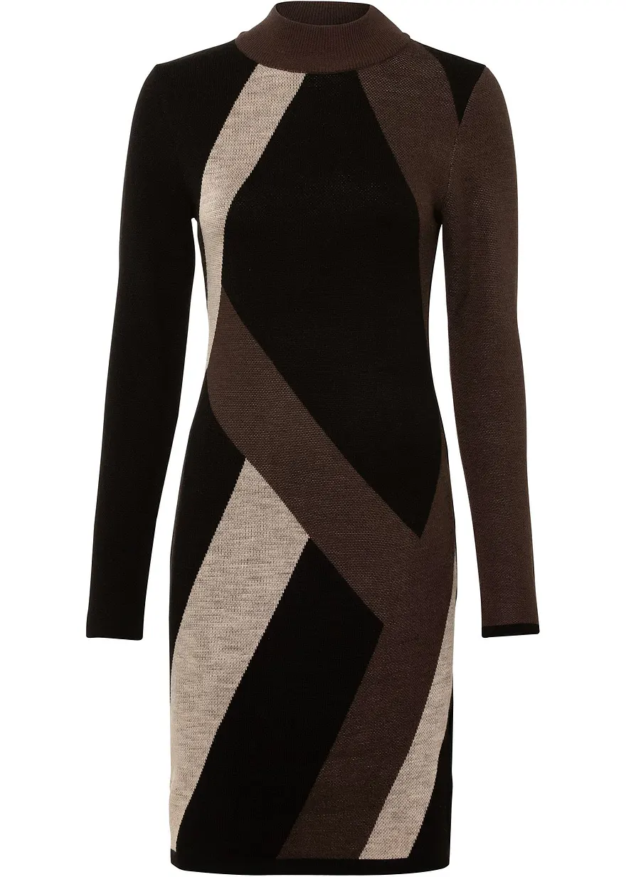 Jacquard-Strickkleid mit modernen Streifen