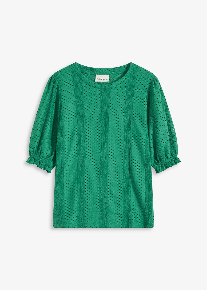 Lochstickerei Shirt mit Volants