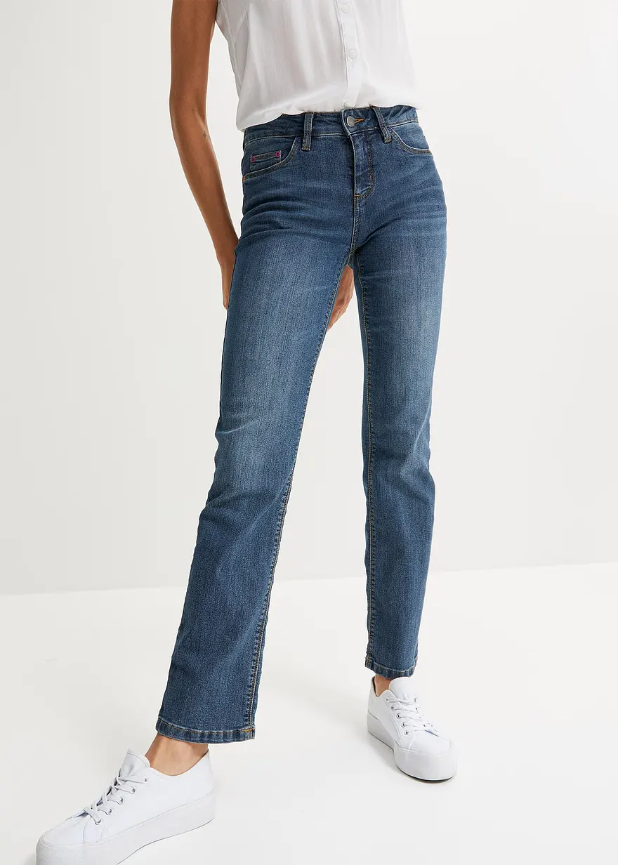 Straight Jeans Mid Waist, Stretch