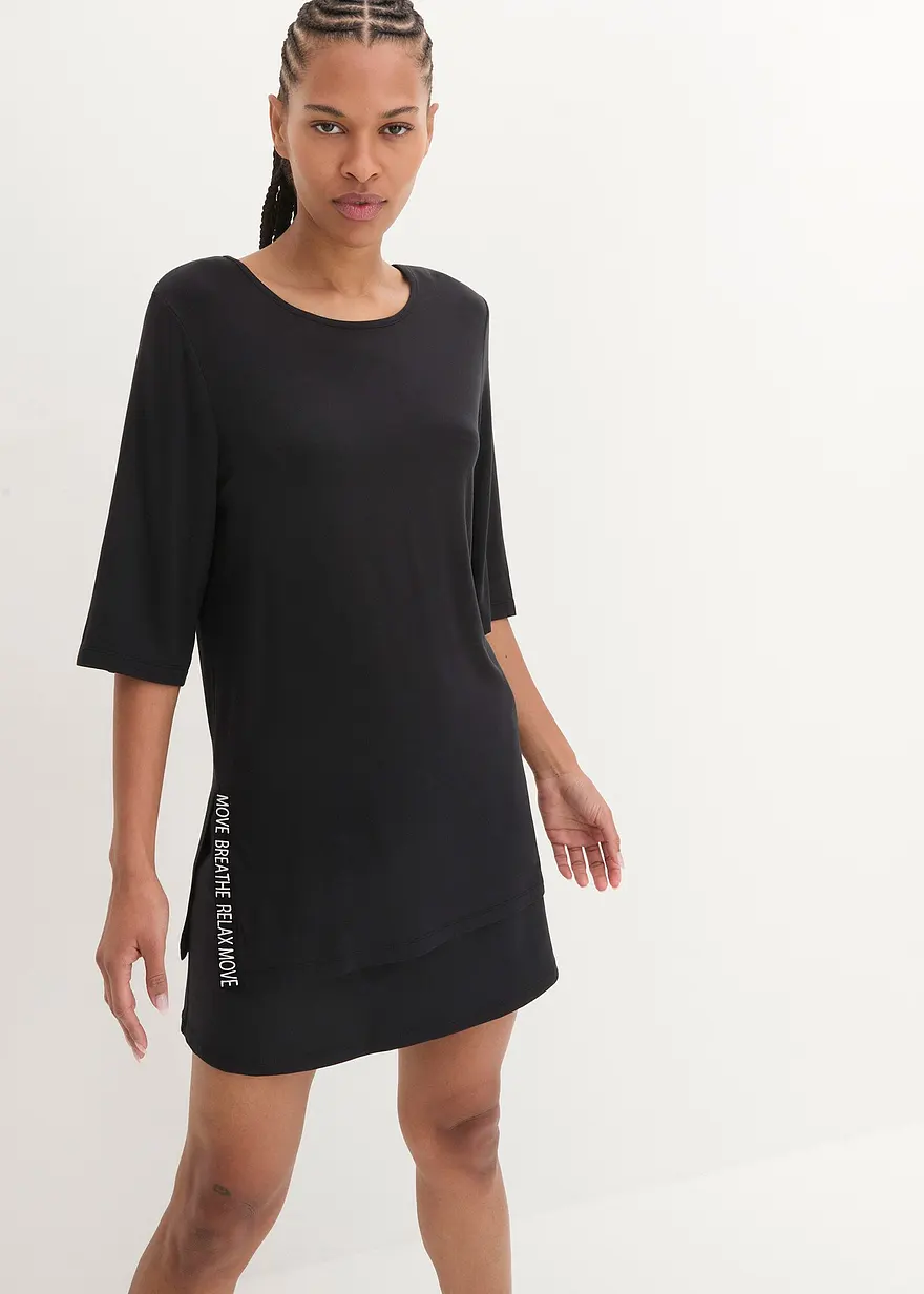 Funktions-Longshirt mit Schlitz, schnelltrocknend
