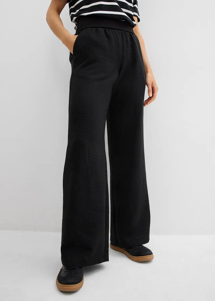 Palazzo-Hose mit Rippbündchen
