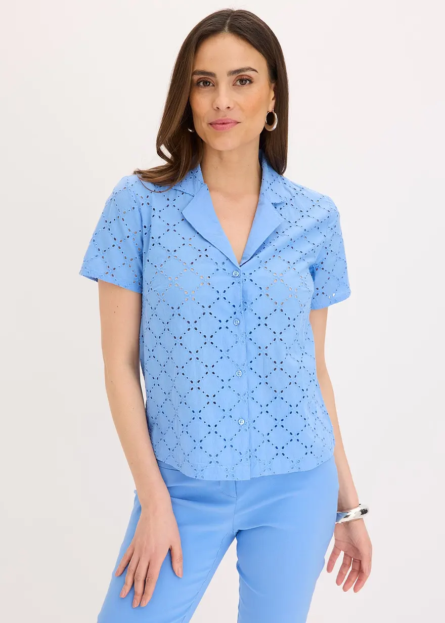Modische Lochstickerei-Bluse