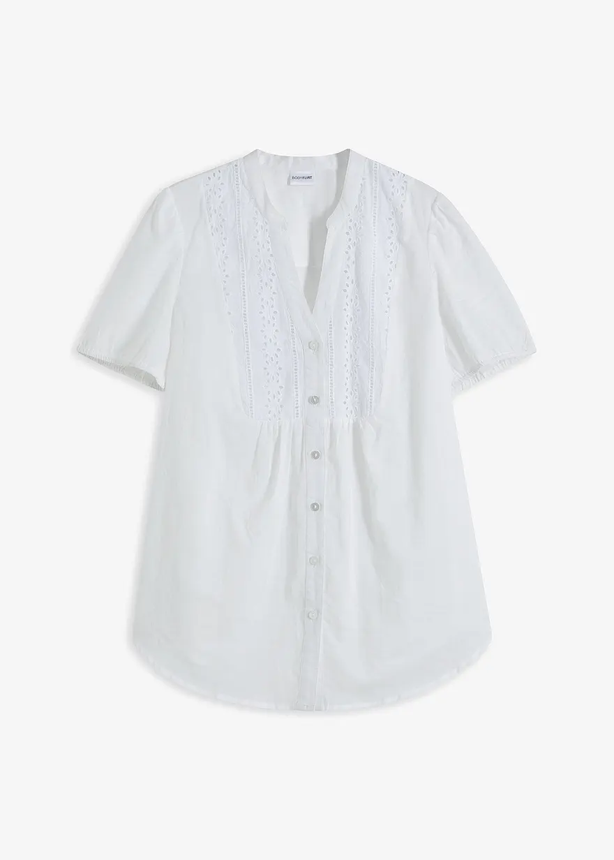Bluse mit Lochstickerei