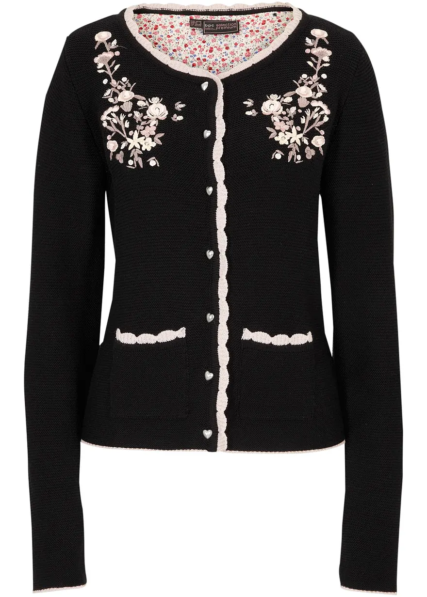 Hübsche Trachten-Strickjacke mit Stickerei