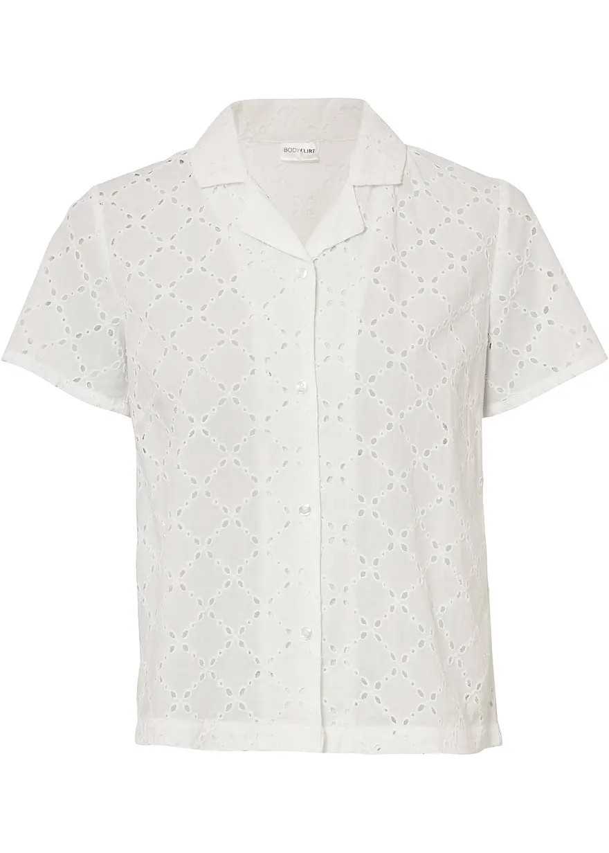 Modische Lochstickerei-Bluse