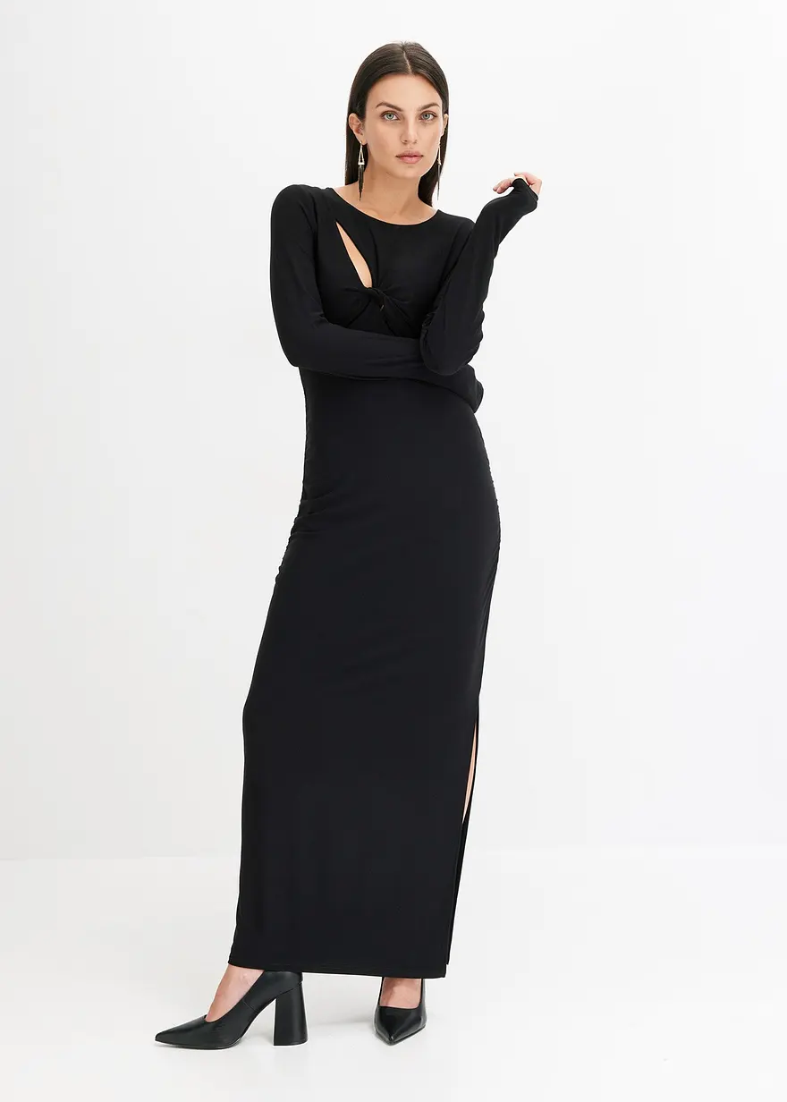 Maxikleid mit Cut-Outs und Raffung