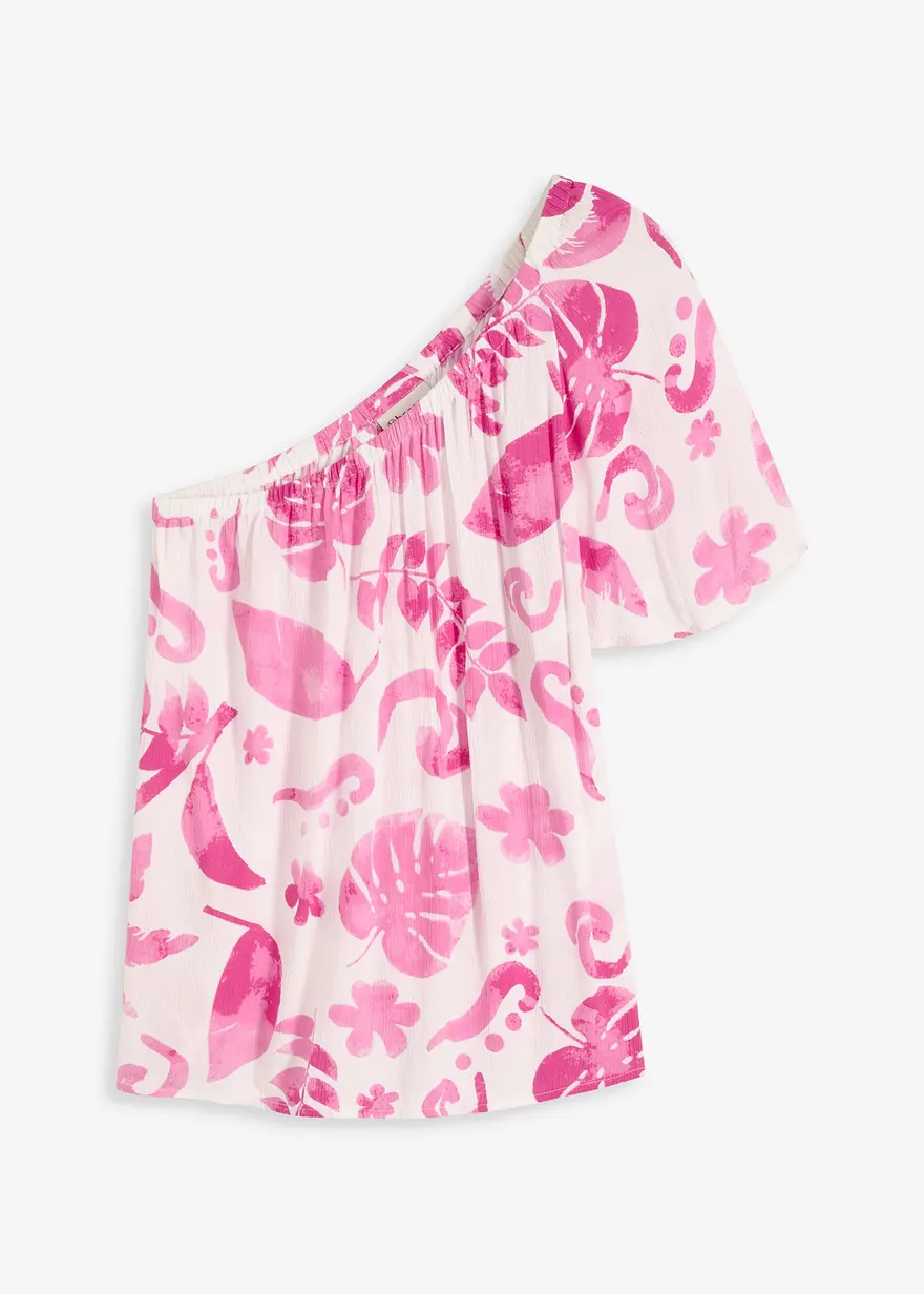 One-Shoulder-Bluse aus strukturierter Viskose