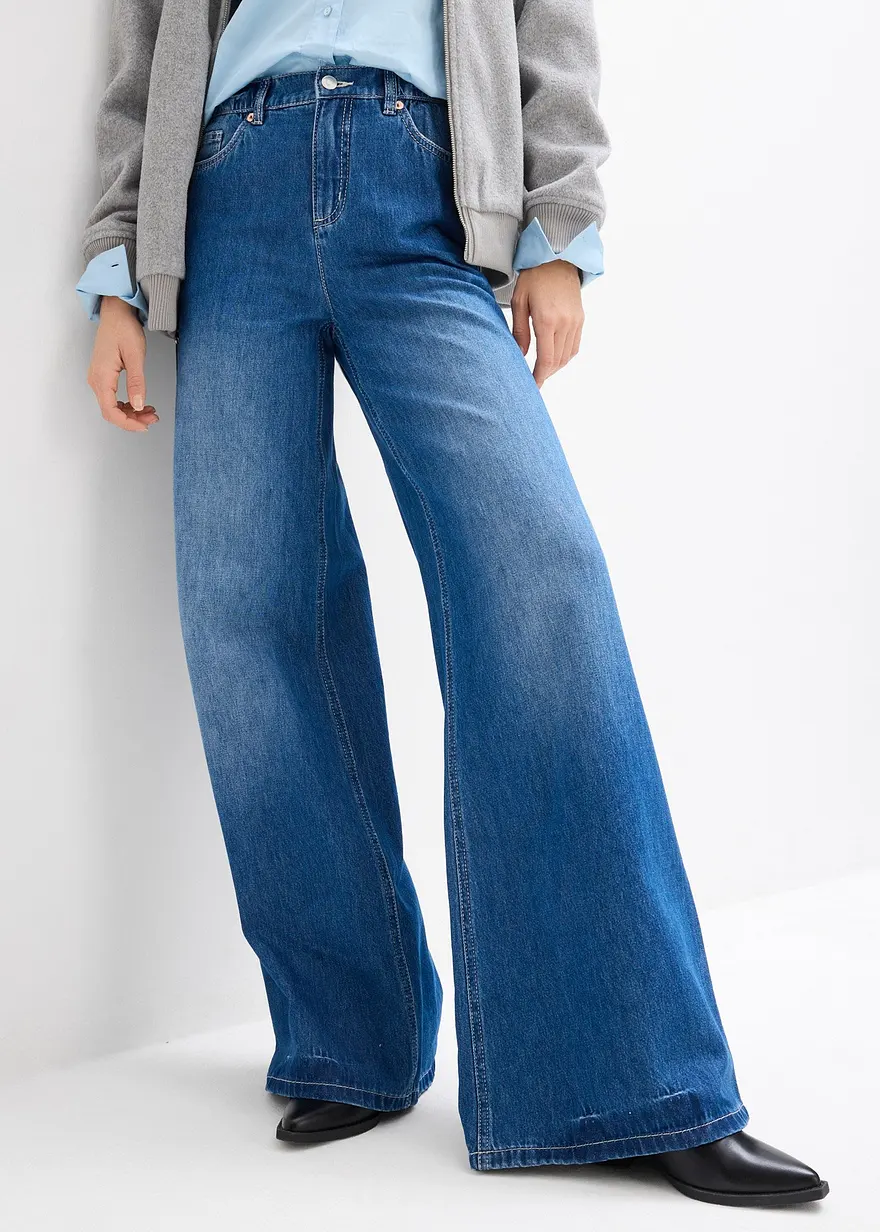 Wide-Leg-Jeans, High Waist, Full Length Bequembund