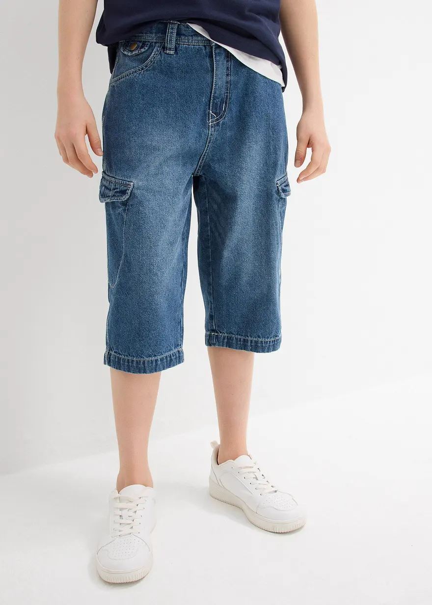 Jeans-Cargobermuda aus reiner Baumwolle, Loose Fit