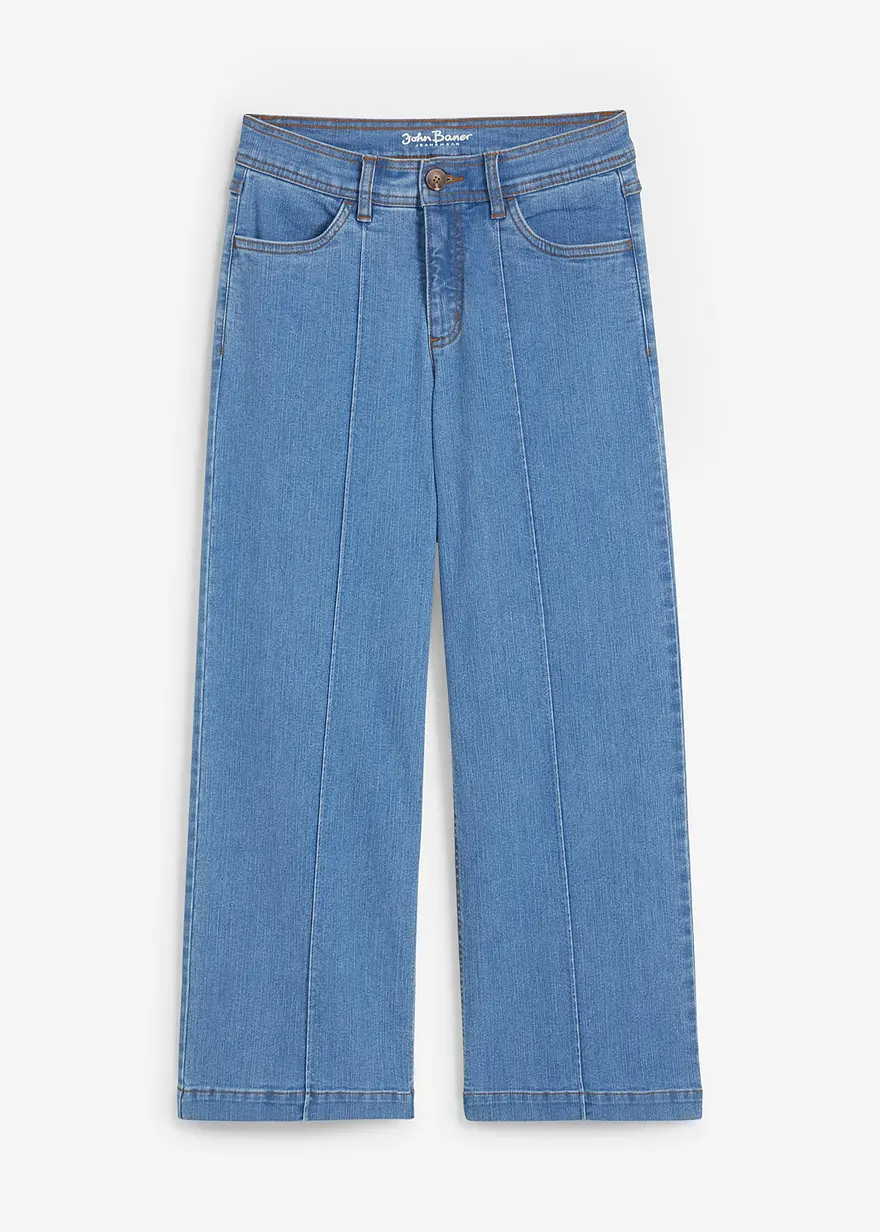 Wide-Leg-Jeans, Mid Waist, cropped