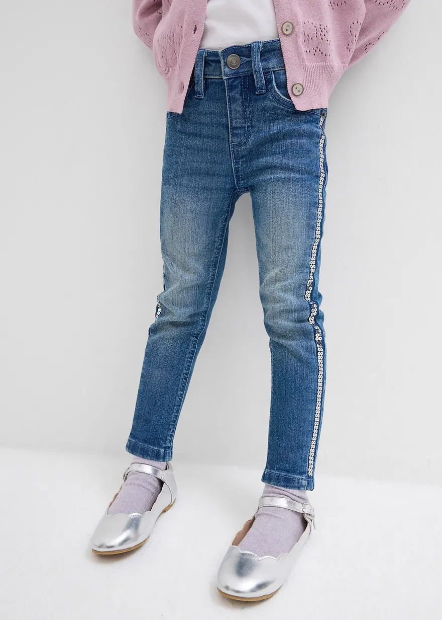 Skinny-Jeans mit Paillettenband
