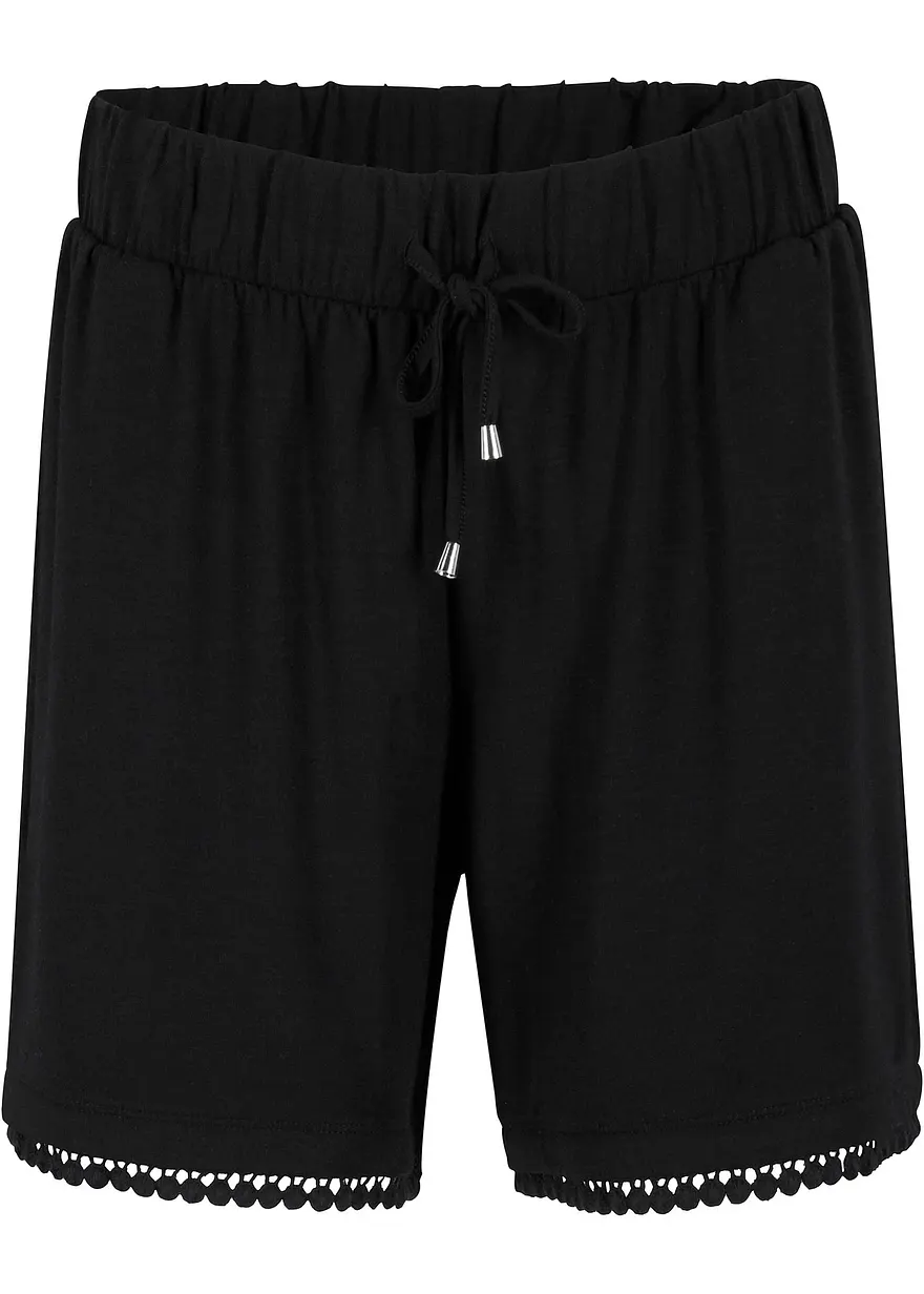 Jerseyshorts mit Bequembund und Spitze aus Viskose-Mix