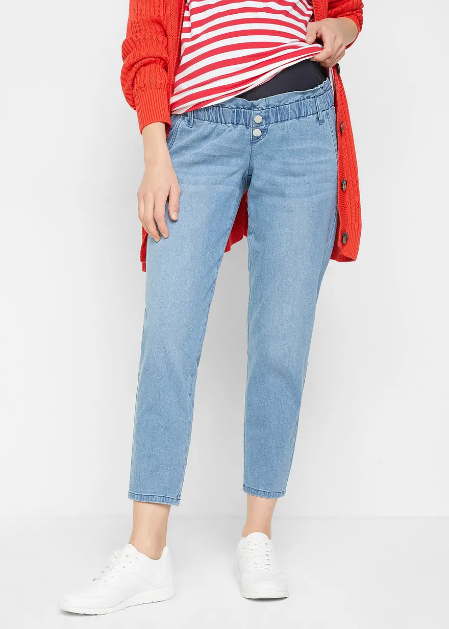 Umstandsjeans aus Baumwoll-Stretch, schmal zulaufendes Bein