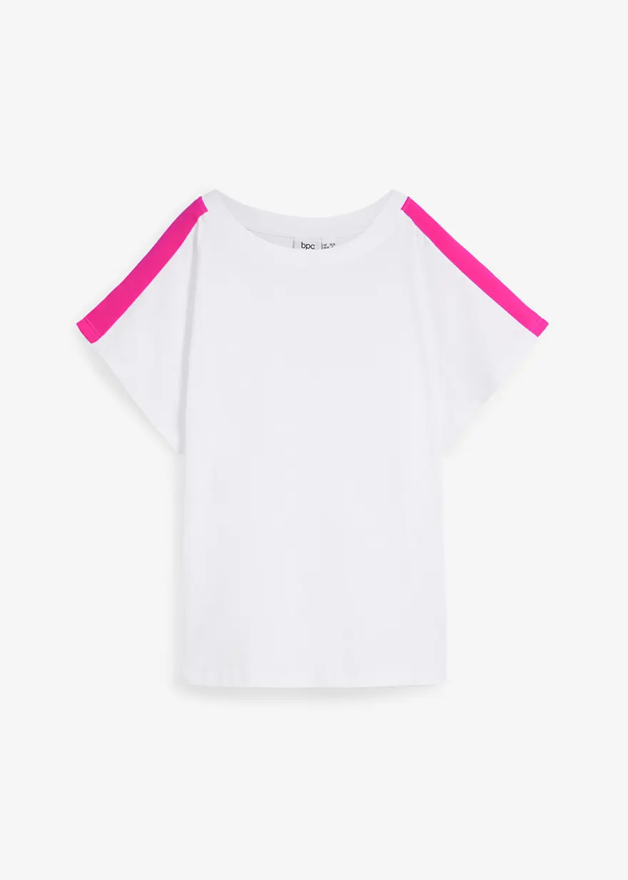 T-Shirt mit Neonstreifen aus reiner Bio-Baumwolle