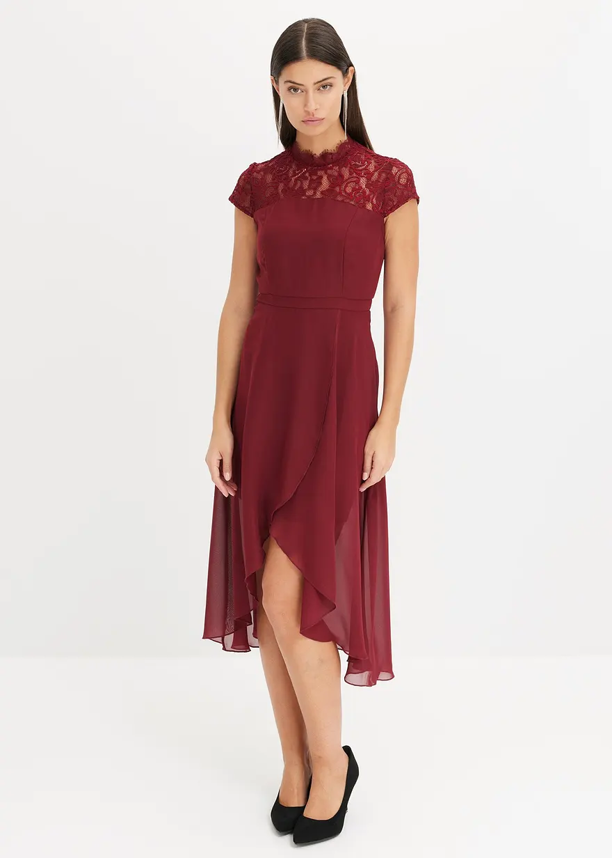 Vokuhila-Kleid mit Spitzen-Einsatz