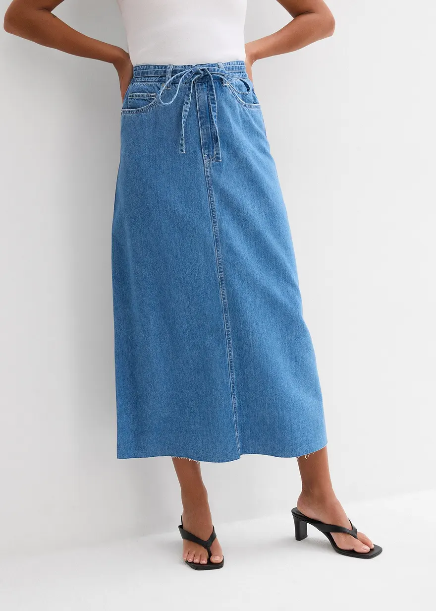 Jeansrock Mid Waist Midilänge, Super Soft
