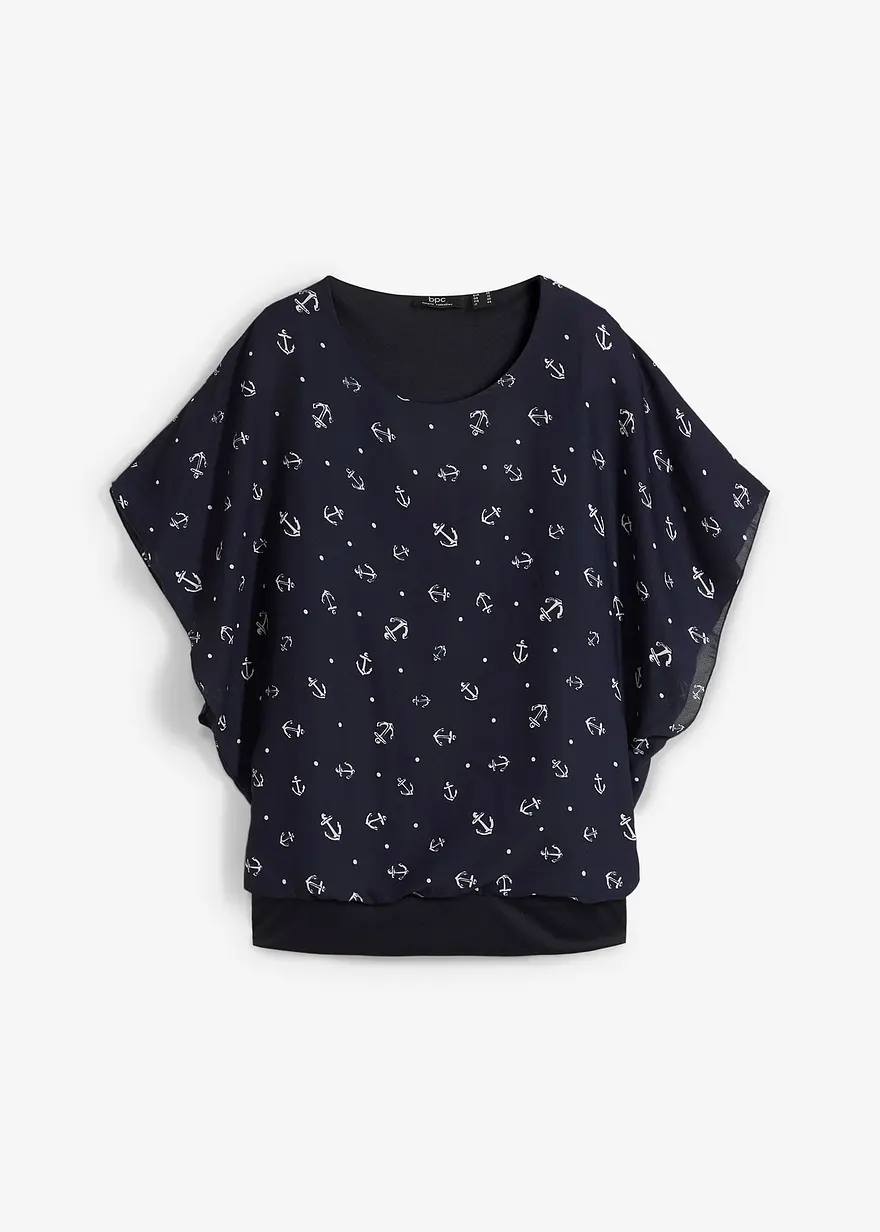 Georgette-Shirt, kurzarm