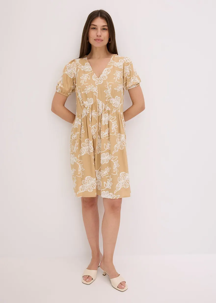 Tunika-Kleid mit Stickerei aus fließender Viskose