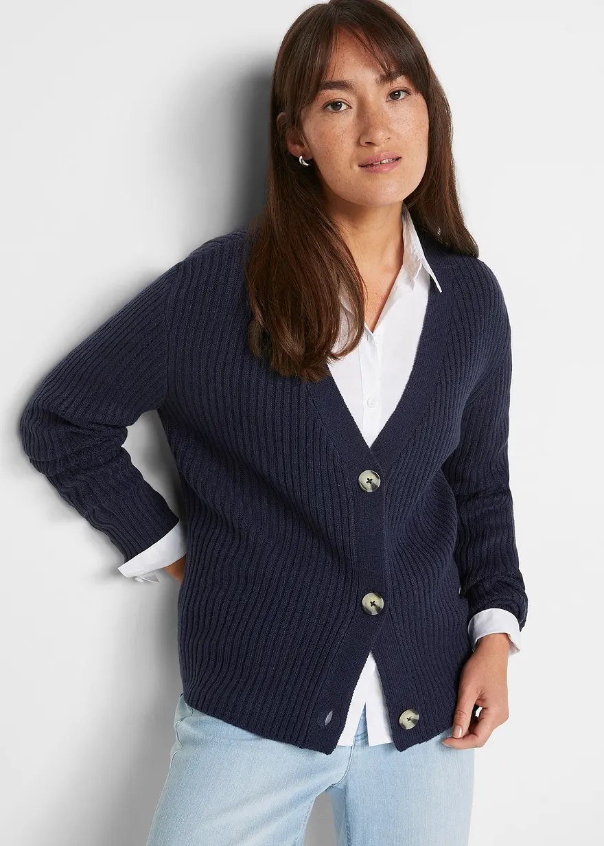 Gerippte Strickjacke