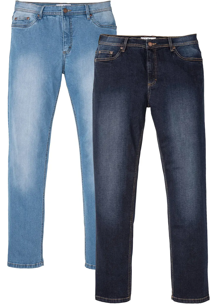 Leichte Regular Fit Stretch-Jeans, Straight (2er Pack)