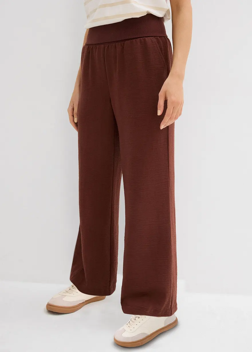 Palazzo-Hose mit Rippbündchen