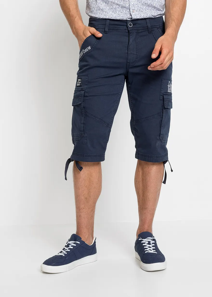 Long-Stretch-Bermuda mit Cargotaschen, Regular Fit