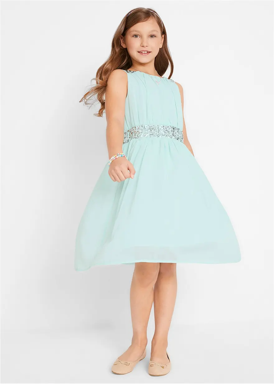 Chiffonkleid mit Paillettenband