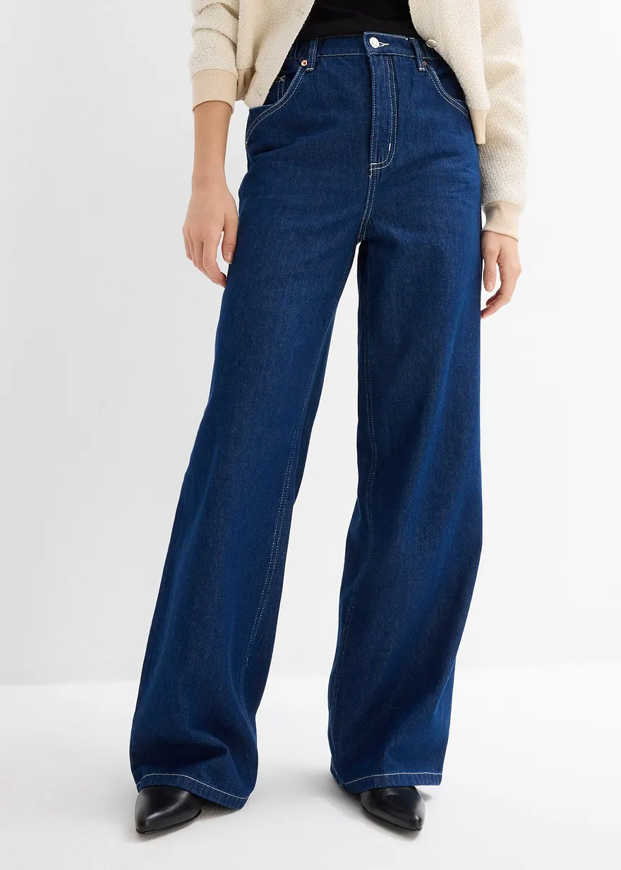 Wide-Leg-Jeans Mid Waist, Bequembund Full Length