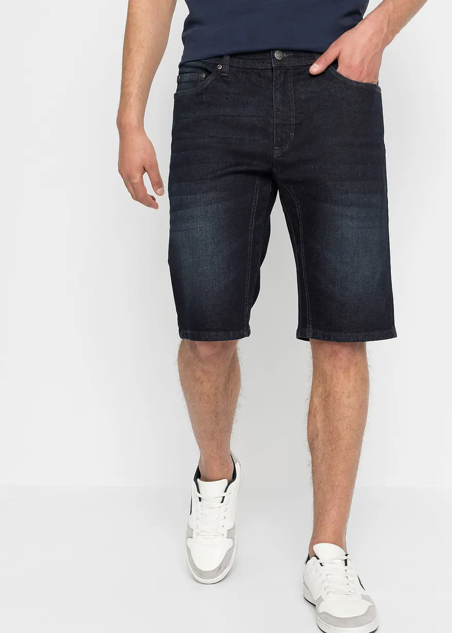 Stretch-Jeans-Bermuda mit verstärktem Schritt, Regular Fit