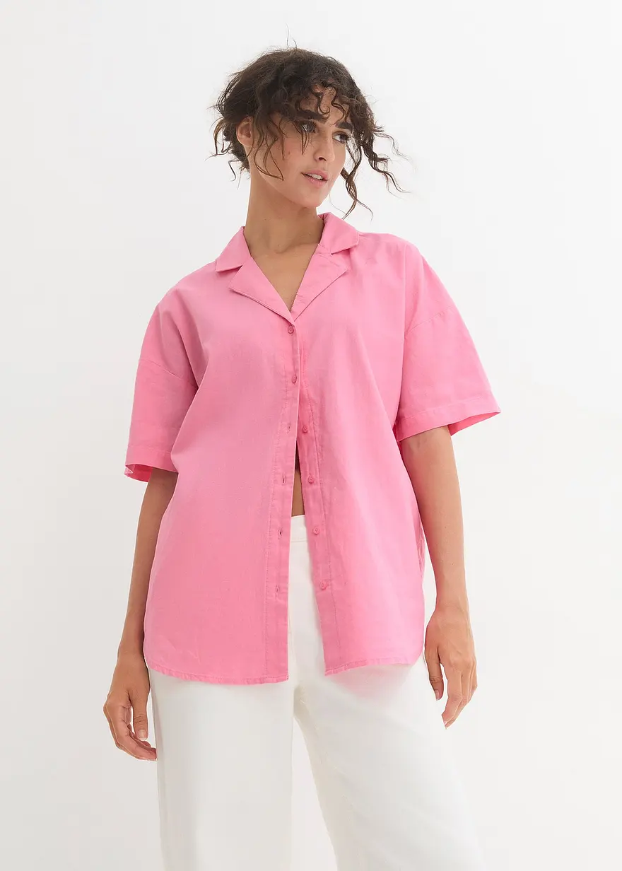 Lockere Oversize-Bluse aus leichtem Leinen-Mix