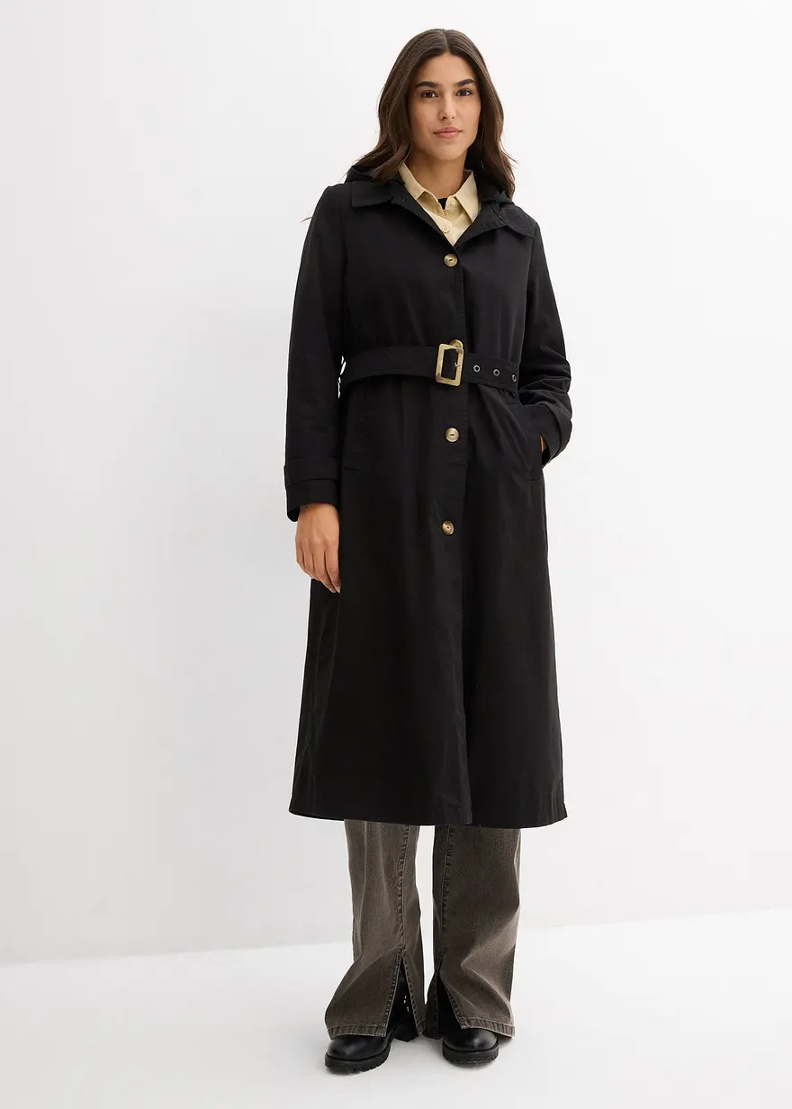 Trench-Mantel mit abnehmbarer Kapuze