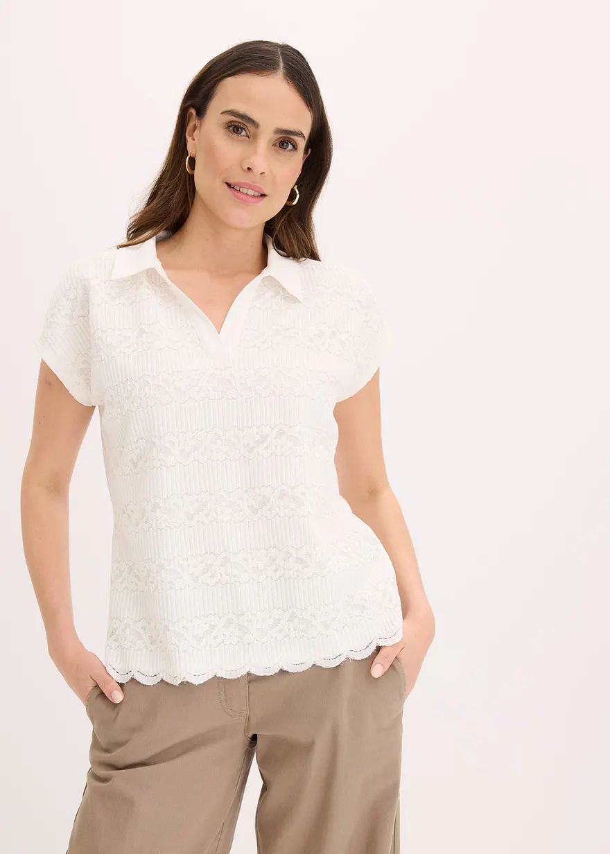 Poloshirt mit Spitze