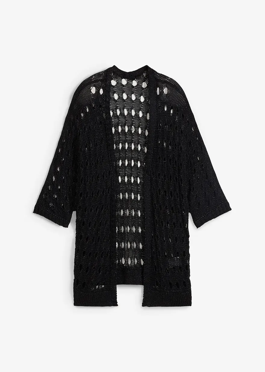Ajour-Strickjacke mit Glitzergarn