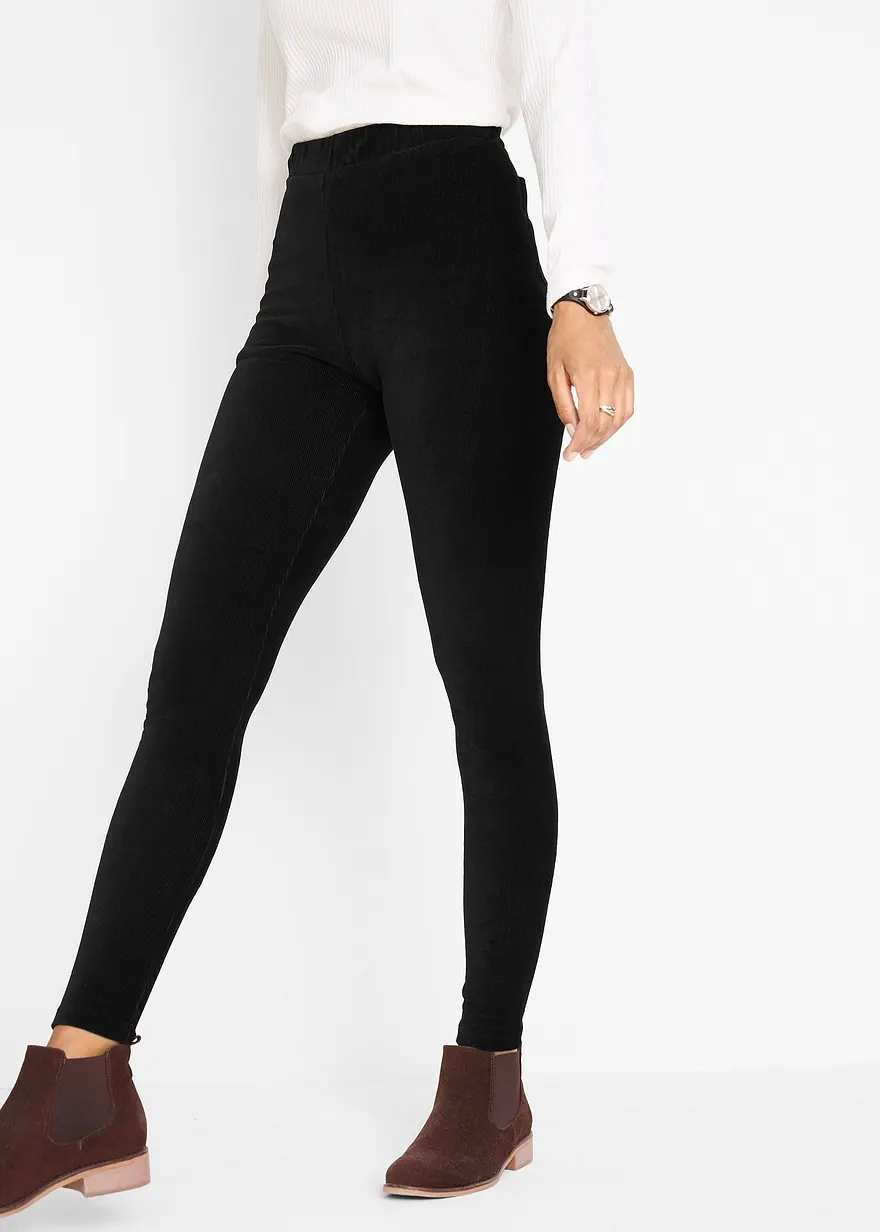 Feincord-Leggings mit breitem Komfortbund
