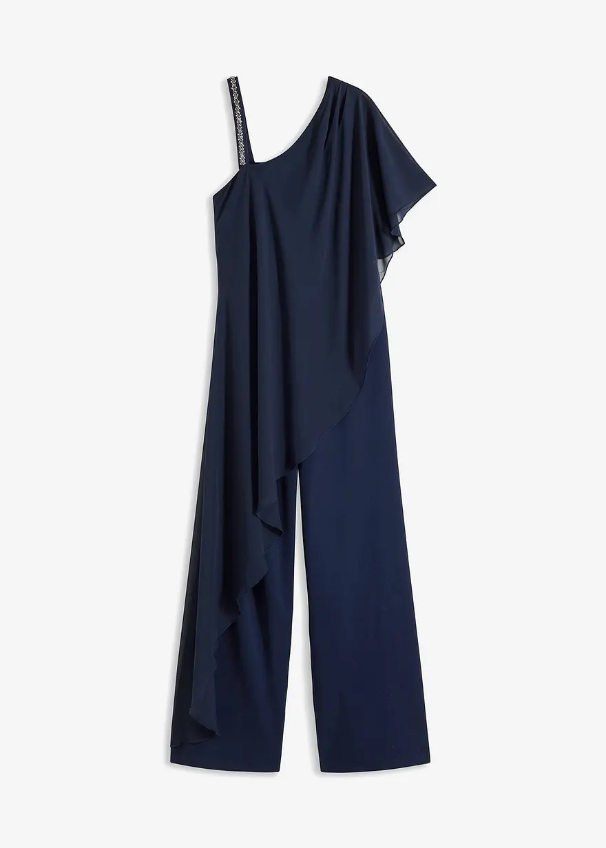 One-Shoulder Overall mit Träger und Strasssteinverzierung