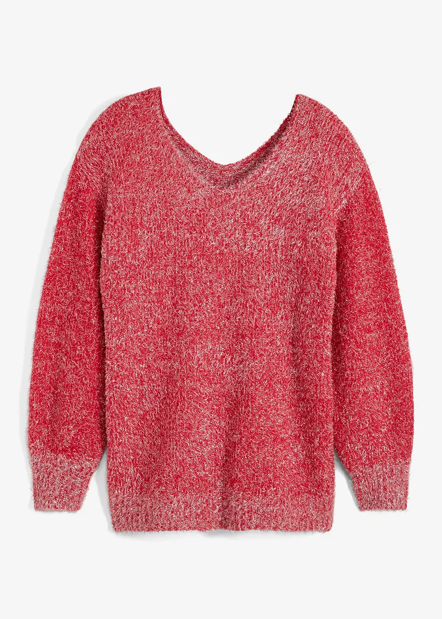 Oversized Longpullover mit Lurex