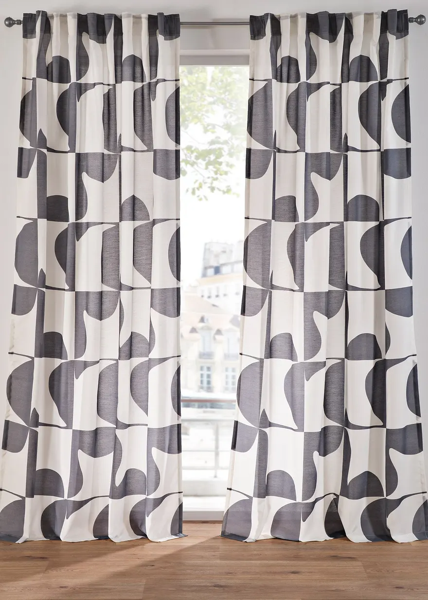 Gardine mit grafischem Druck aus recycelten Polyester (1er Pack)