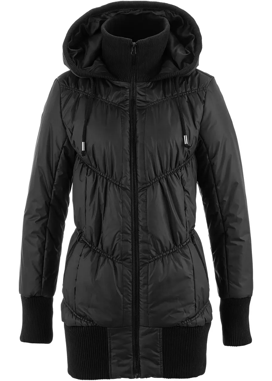 Steppjacke mit breitem Komfortbund und Kapuze