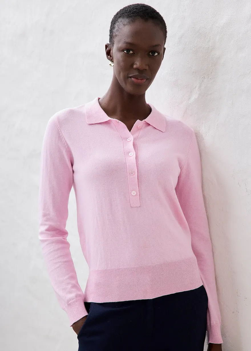 Polo-Pullover mit Seidenanteil