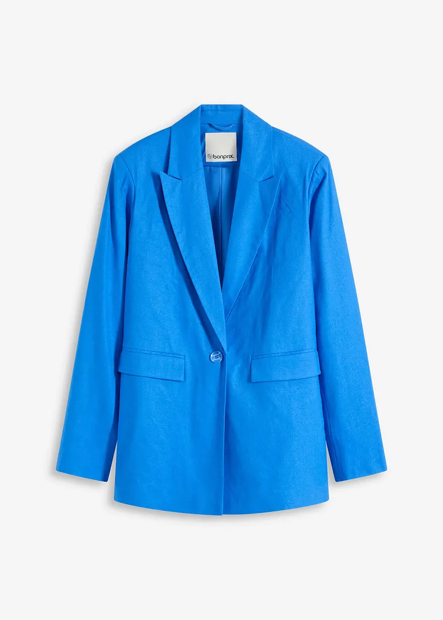 Leinen-Blazer mit breitem Revers