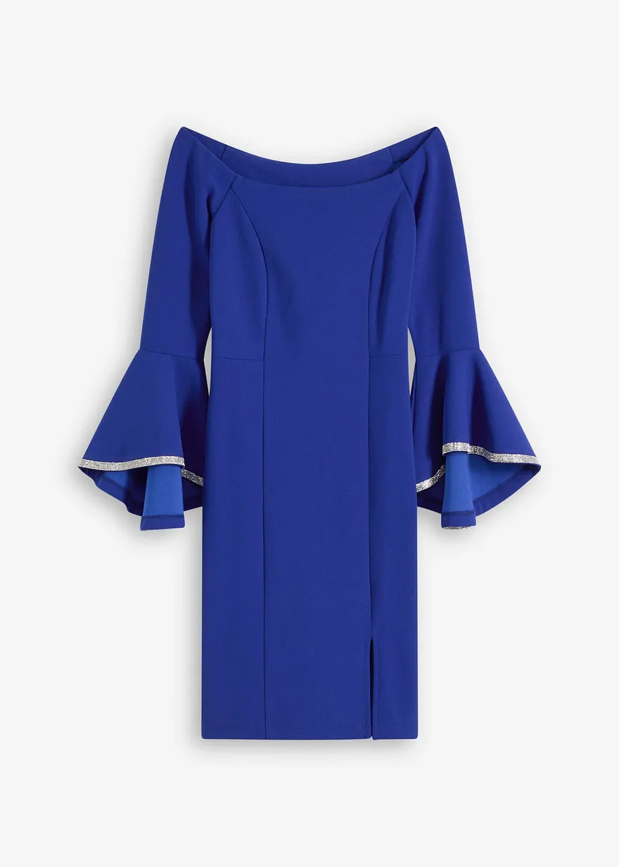 Carmen-Kleid aus strukturiertem Crepe