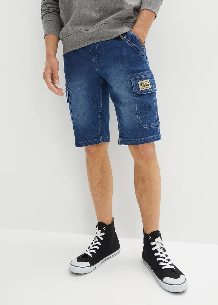 Stretch-Jeans-Cargobermuda, Regular Fit