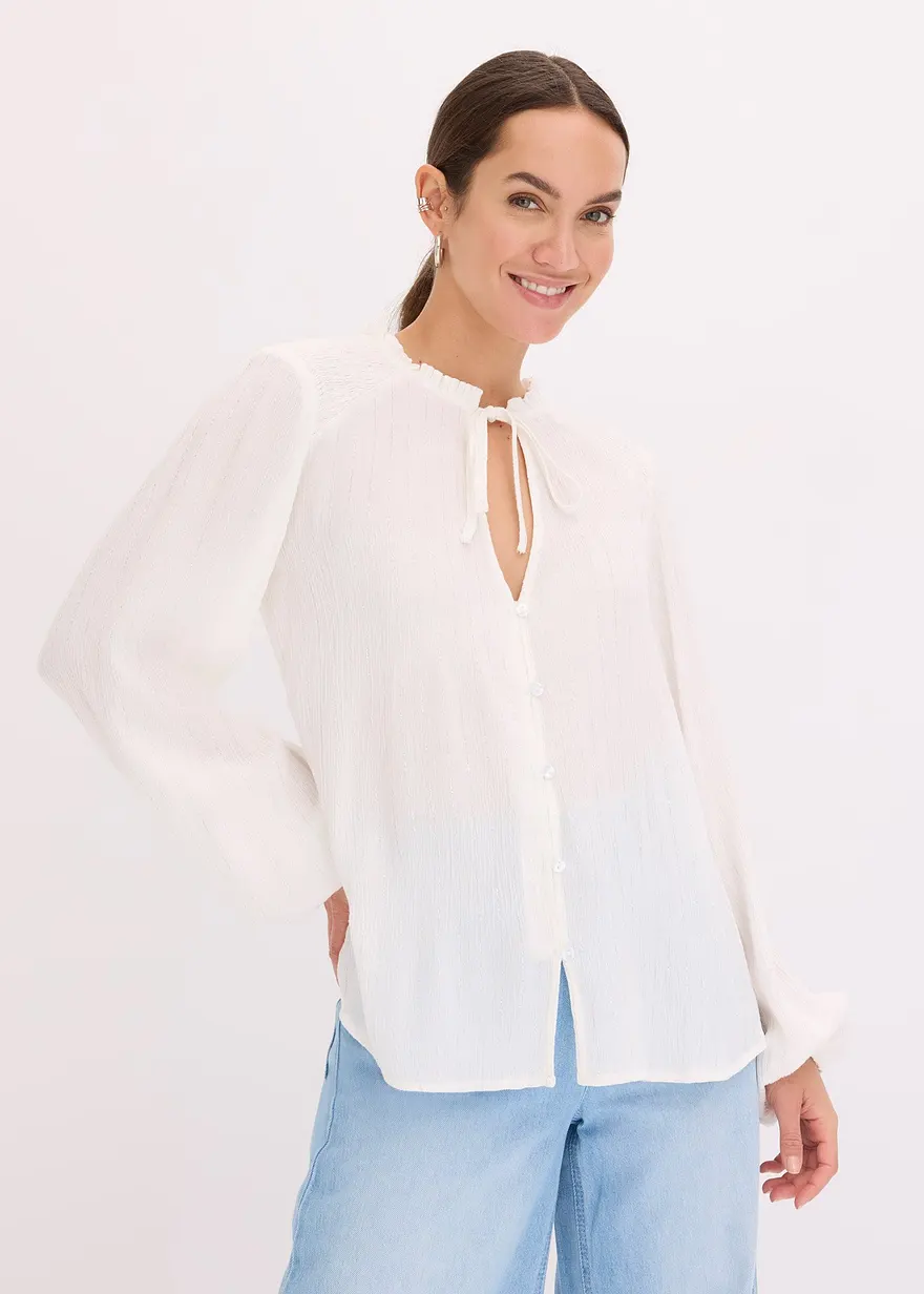 Bluse mit metallisierten Streifen