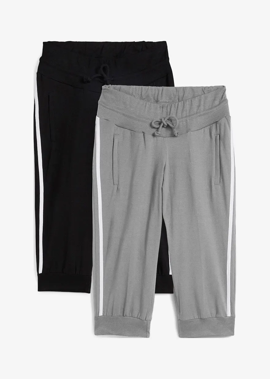 Jogginghose aus Baumwolle (2er Pack), Capri-Länge