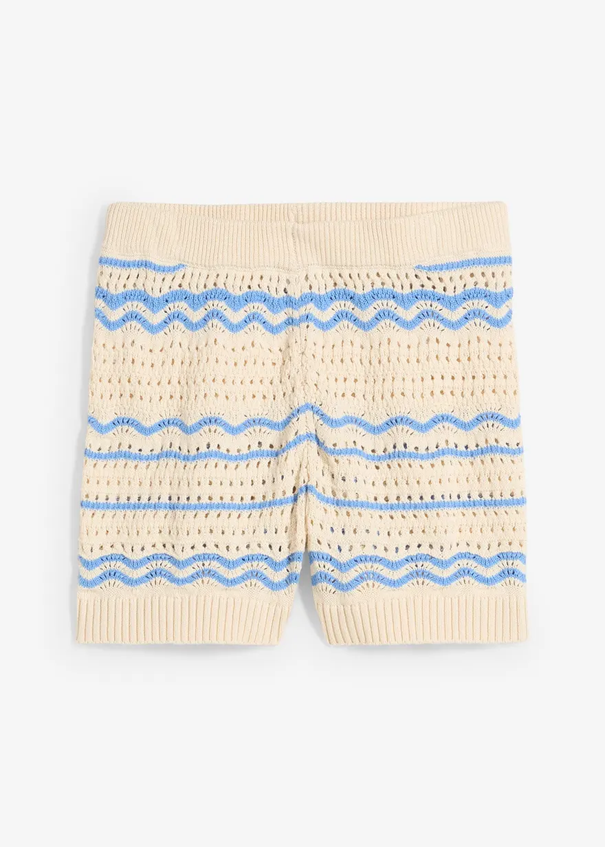 Strick-Shorts aus luftigem Baumwoll-Leinen-Mix
